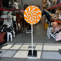 Orange Swirl Lollipop Over Sized Statue