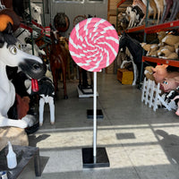 Pink Swirl Lollipop Over Sized Statue