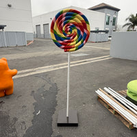 Rainbow Swirl Lollipop Over Sized Statue