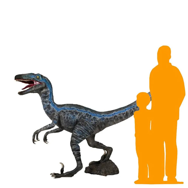 Blue Velociraptor Dinosaur Life Size Statue LM Treasures - H