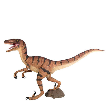 Brown Velociraptor Dinosaur Life Size Statue - LM Treasures 