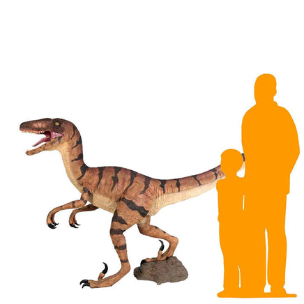 Brown Velociraptor Dinosaur Life Size Statue - LM Treasures 