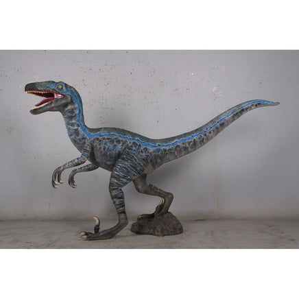 Blue Velociraptor Dinosaur Life Size Statue - LM Treasures 