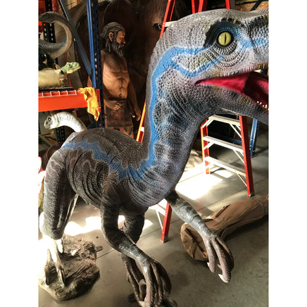 Blue Velociraptor Dinosaur Life Size Statue - LM Treasures 