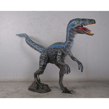 Blue Velociraptor Dinosaur Life Size Statue - LM Treasures 