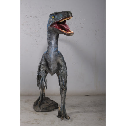 Blue Velociraptor Dinosaur Life Size Statue - LM Treasures 