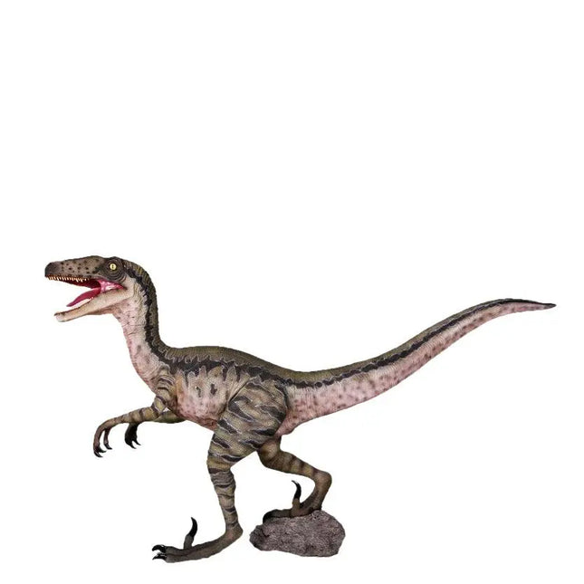 Green Velociraptor Dinosaur Life Size Statue LM Treasures - H