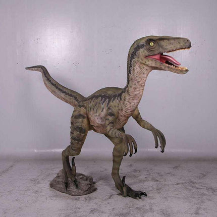 Green Velociraptor Dinosaur Life Size Statue