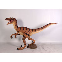 Brown Velociraptor Dinosaur Life Size Statue - LM Treasures 