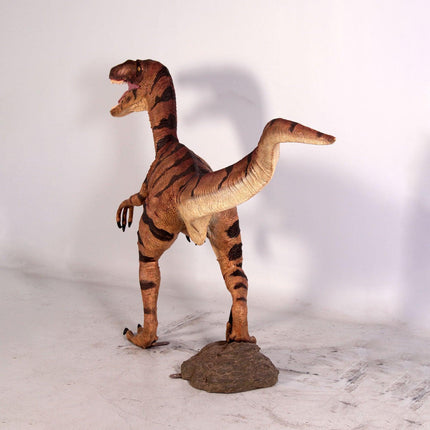 Brown Velociraptor Dinosaur Life Size Statue