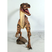 Brown Velociraptor Dinosaur Life Size Statue - LM Treasures 