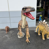 Brown Velociraptor Dinosaur Life Size Statue