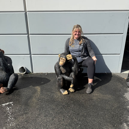Monkey Chimpanzee Sitting Life Size Statue