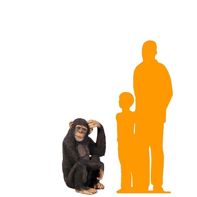 Monkey Chimpanzee Sitting Life Size Statue - LM Treasures 