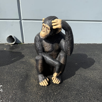 Monkey Chimpanzee Sitting Life Size Statue