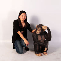 Monkey Chimpanzee Sitting Life Size Statue - LM Treasures 