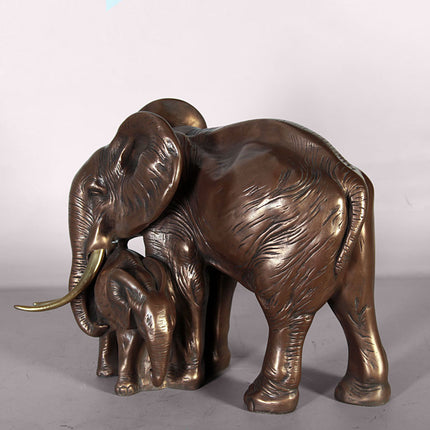 Mother With Baby Elephant Table Top Statue