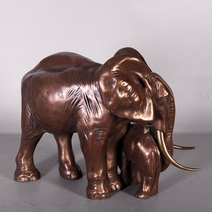 Mother With Baby Elephant Table Top Statue