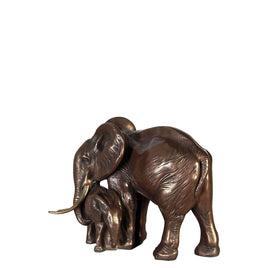 Mother With Baby Elephant Table Top Statue