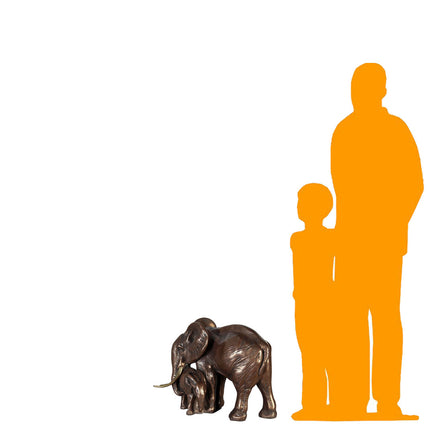 Mother With Baby Elephant Table Top Statue