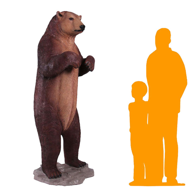 Brown Grizzly Bear Life Size Statue