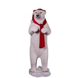 Standing Christmas Polar Bear On Base Statue - LM Treasures 
