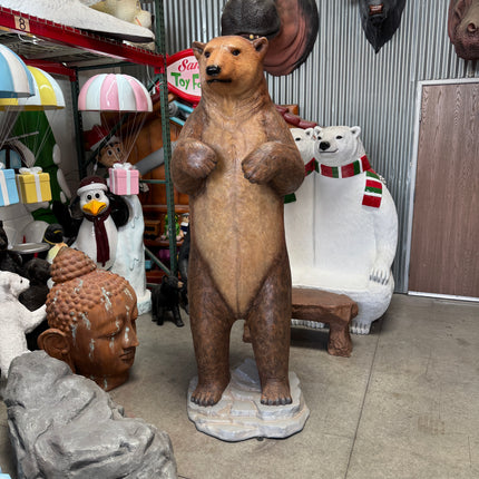 Brown Grizzly Bear Life Size Statue