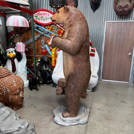 Brown Grizzly Bear Life Size Statue