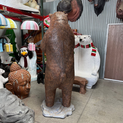Brown Grizzly Bear Life Size Statue