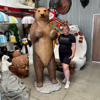 Brown Grizzly Bear Life Size Statue