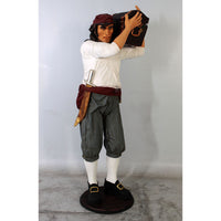 Pirate Captain With Chest Life Size Statue - LM Treasures 