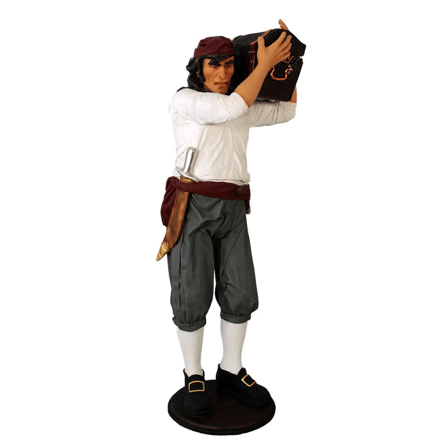 Pirate Captain With Chest Life Size Statue LM Treasures - H