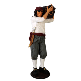 Pirate Captain With Chest Life Size Statue - LM Treasures 