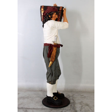 Pirate Captain With Chest Life Size Statue - LM Treasures 