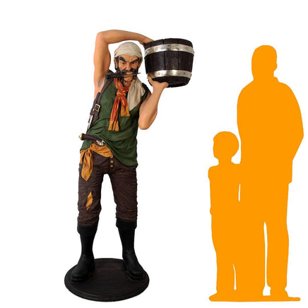 Pirate Captain With Bucket Life Size Statue - LM Treasures 