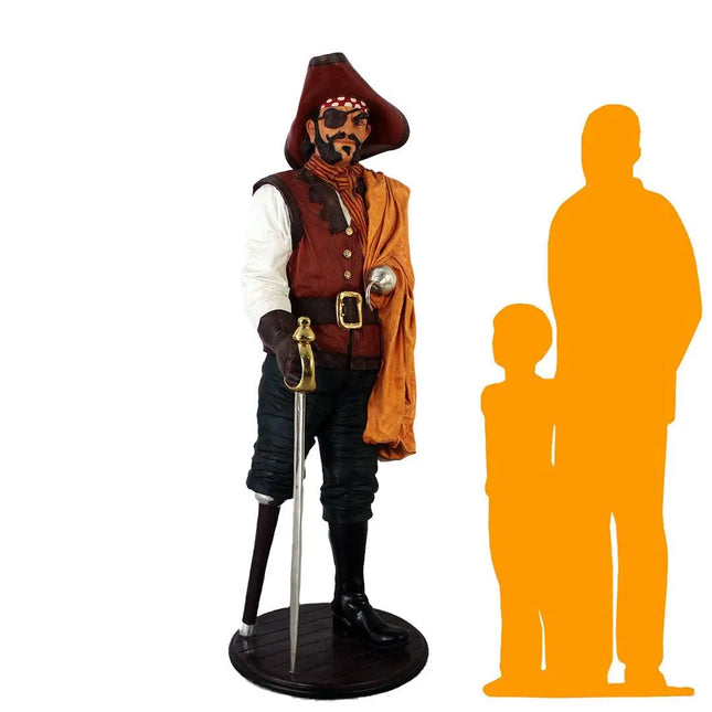 Pirate Captain Wooden Leg Life Size Statue LM Treasures - H