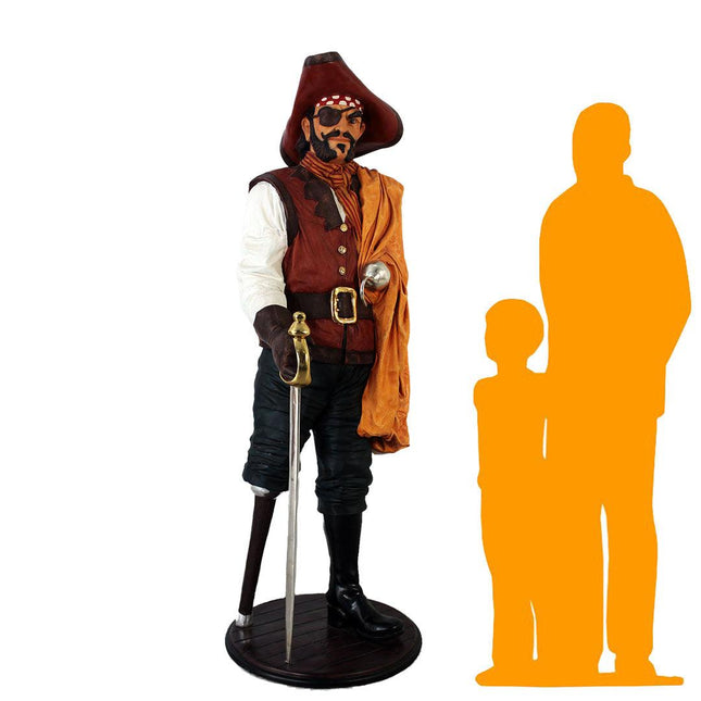 Pirate Captain Wooden Leg Life Size Statue - LM Treasures 