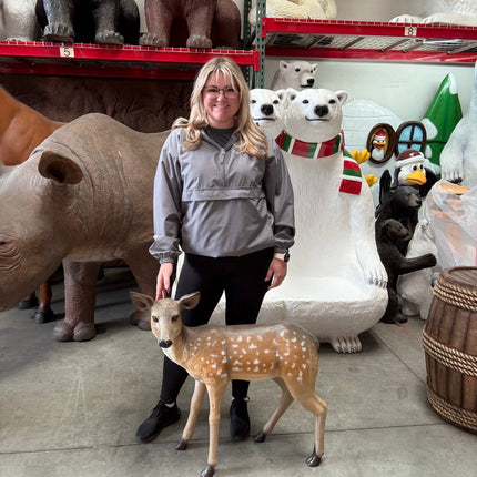 Fawn Fallow Deer Life Size Statue
