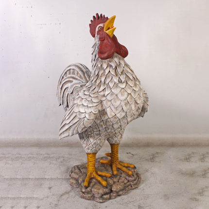 Large White Rooster Life Size Statue