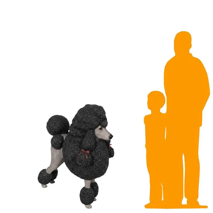 Black French Poodle Life Size Dog Statue