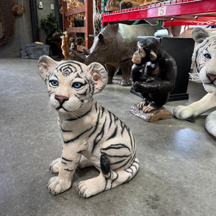 Sitting Siberian Tiger Cub Life Size Statue