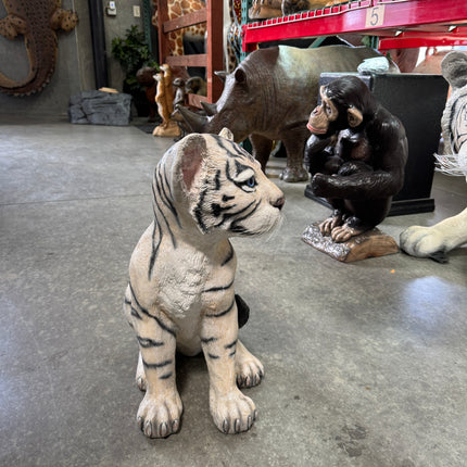 Sitting Siberian Tiger Cub Life Size Statue