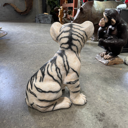 Sitting Siberian Tiger Cub Life Size Statue