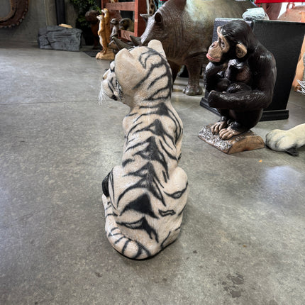 Sitting Siberian Tiger Cub Life Size Statue