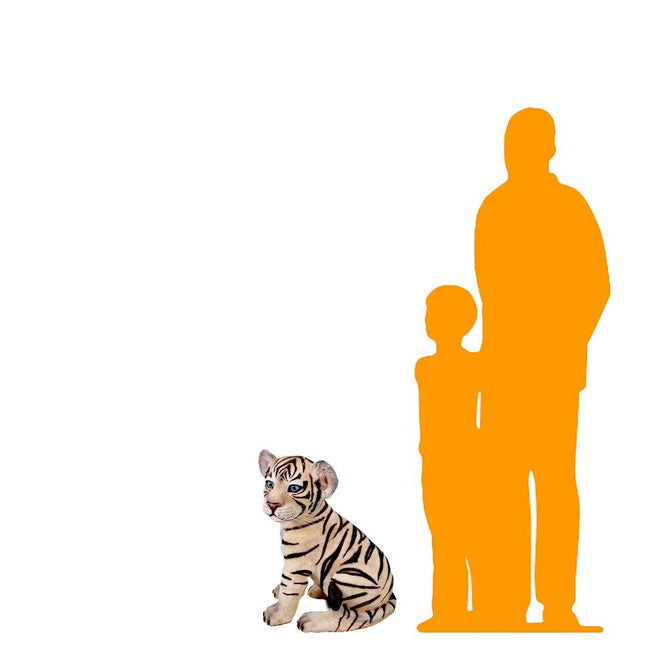 Sitting Siberian Tiger Cub Life Size Statue - LM Treasures 