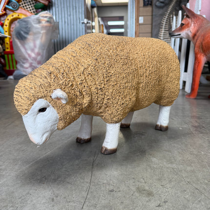 Baby Merino Ewe Head Down Life Size Statue