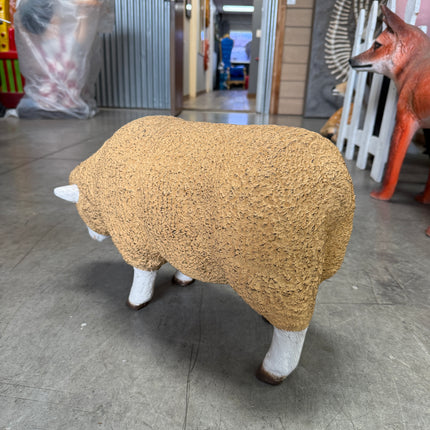 Baby Merino Ewe Head Down Life Size Statue