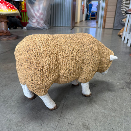 Baby Merino Ewe Head Down Life Size Statue
