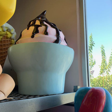 Ice Cream Cup Strawberry Sundae Over Sized Statue - LM Treasures 