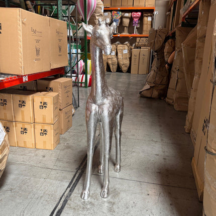 Silver Baby Giraffe Life Size Statue